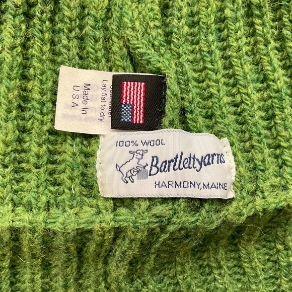 Bartlettyarns Since 1821 Wool Green Knit Cuffed Beanie O/S Made in U.S.A. NWOT - Picture 5 of 11